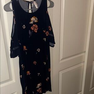 Xhilaration Black Dress with Floral Print